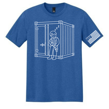 Combat Nap front design on royal frost shirt