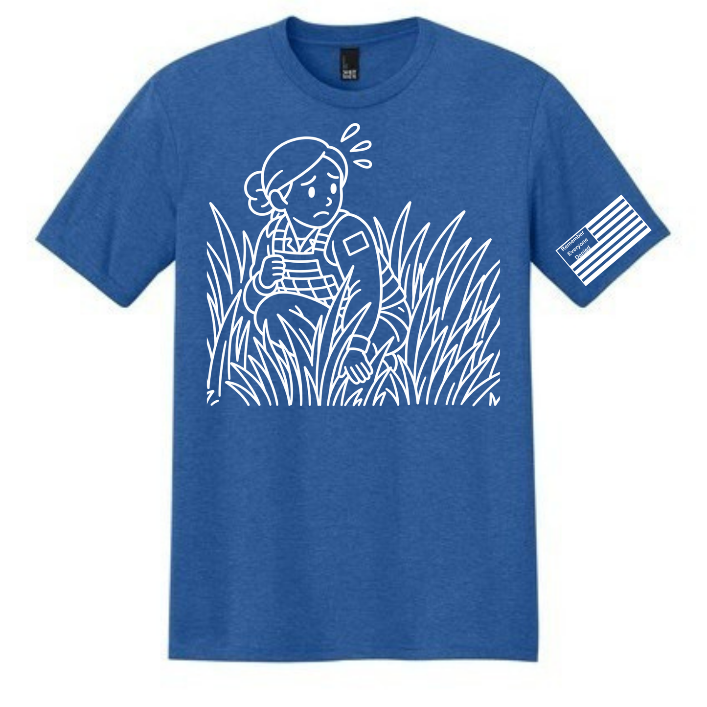 Hidden Fear front design on royal frost shirt