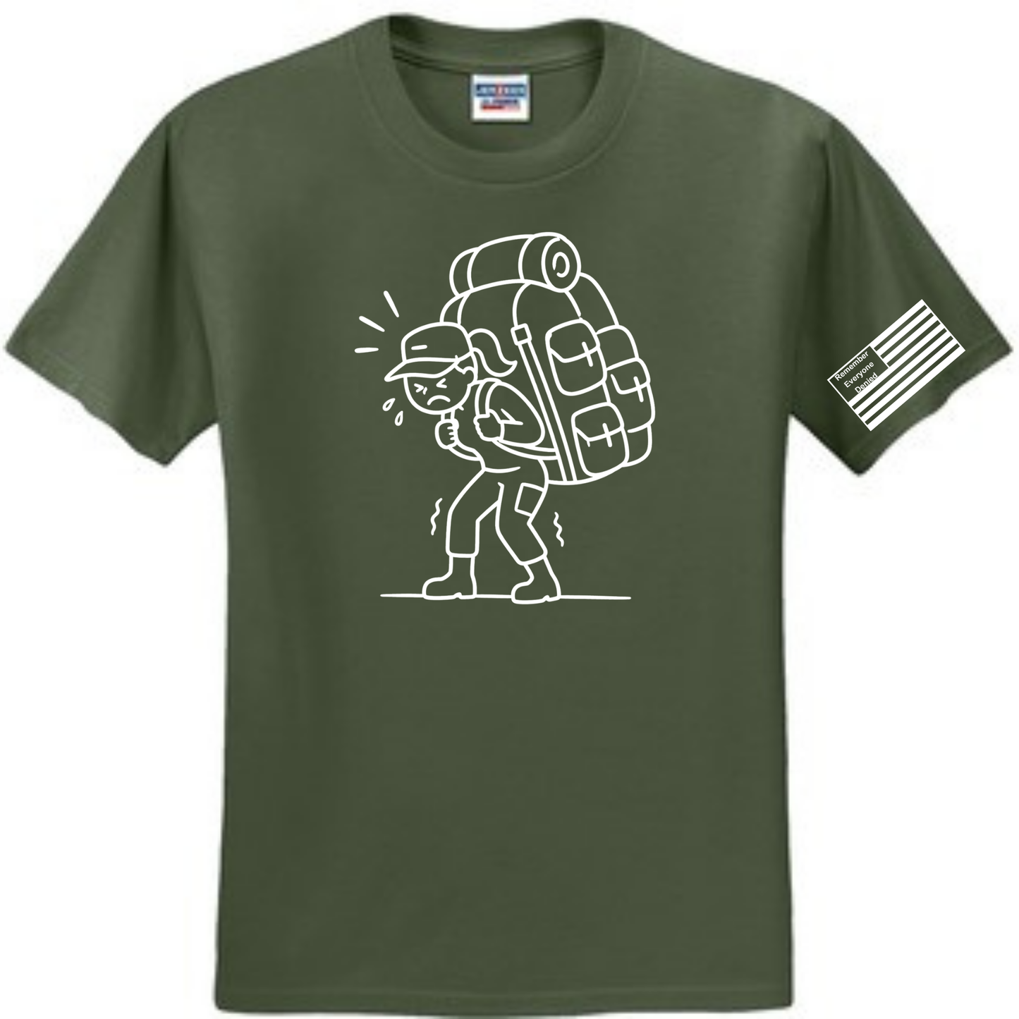She Carried front design on green shirt