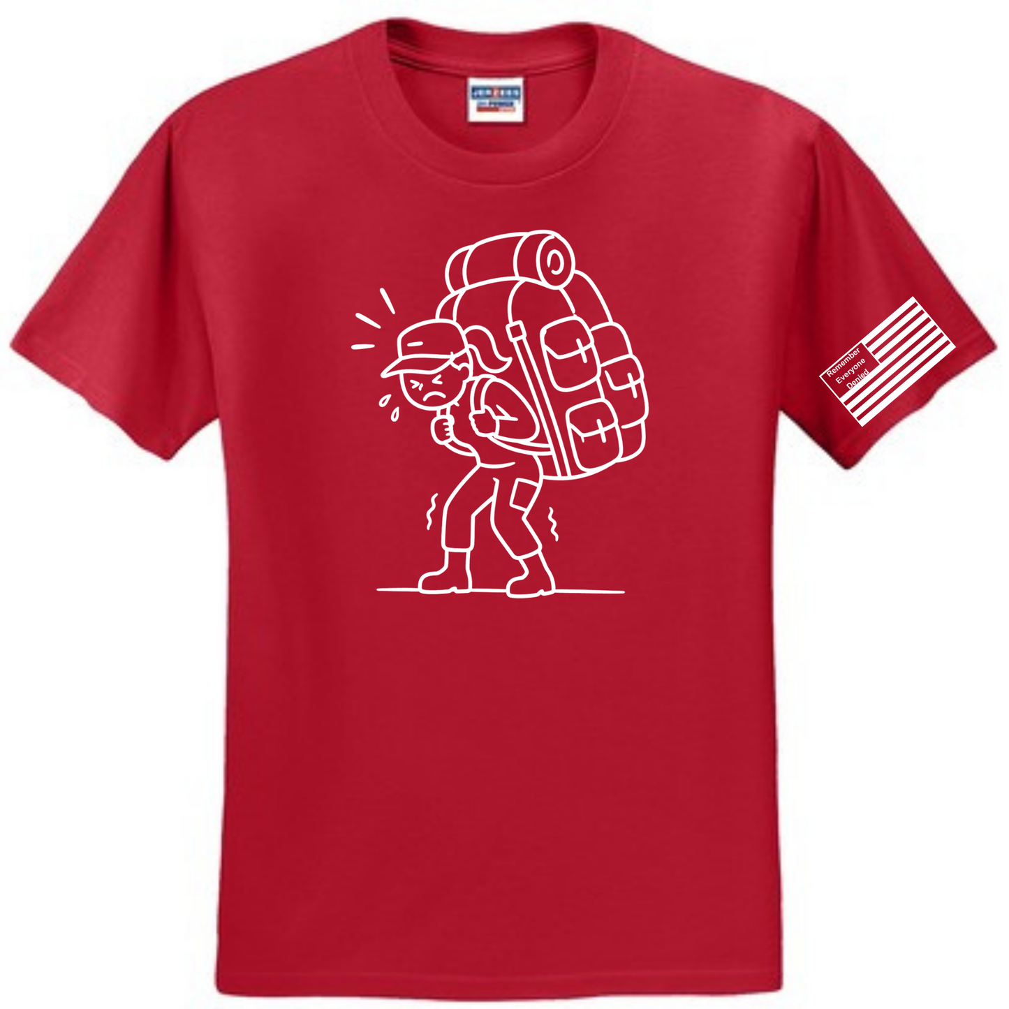 She Carried front design on red shirt